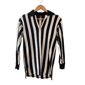 MacGregor GoldSmith Vintage 1940/50s Black White Stripe 1/4 Zip Referee Jersey S